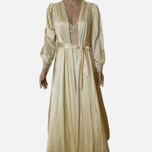 OLGA Champagne Peignoir Nightgown 9290 & Robe 9788 Set M - Perfect